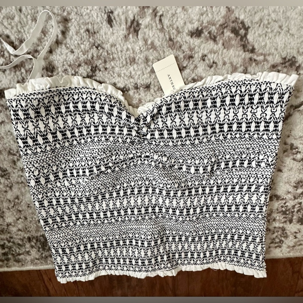 ‼️RARE‼️🎸ANTHROPOLOGIE🎸🔥NWT🔥Smocked Sweetheart Tube-Top in White— M - Picture 6 of 9
